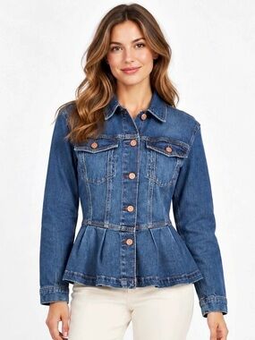 GAP Peplum Denim Jacket Denim Peplum Jacket Blue Size Small NWT Cotton